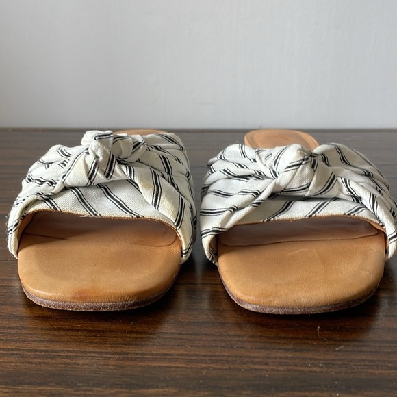 Joie, euro 38.5 US 7-7.5, women’s striped fabric and leather flat slip-on sandal - Picture 2 of 11